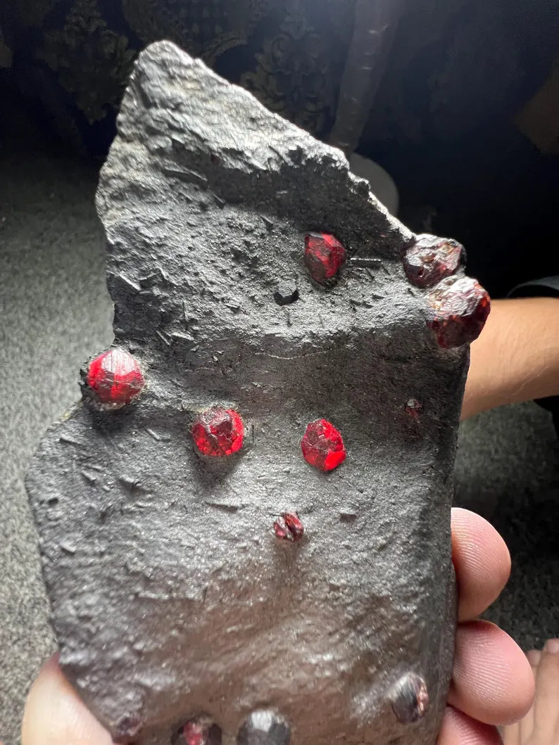 Red Garnet Crystals on Graphite from Massachusetts, USA - 66 Grams
