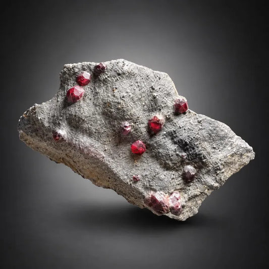 Red Garnet Crystals on Graphite from Massachusetts, USA - 66 Grams