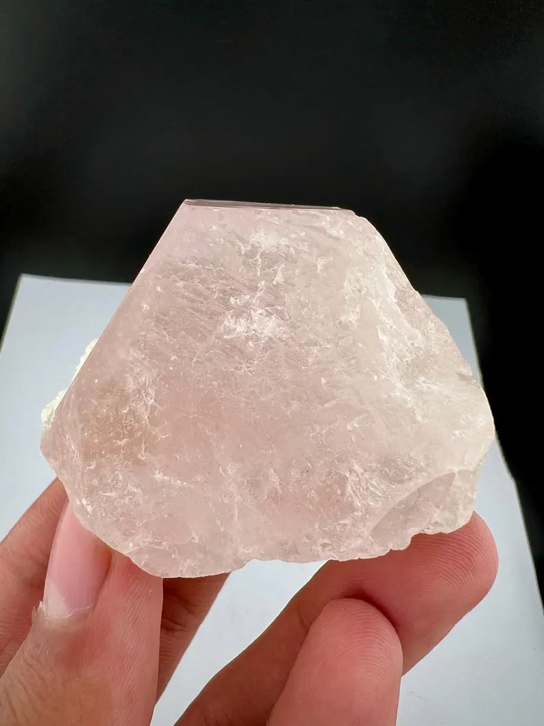 Pink Morganite Crystal with Green Tourmalines from Afghanistan - 107 Grams