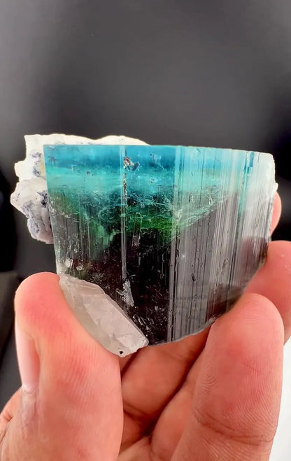 Blue Cap Tourmaline Crystal from Afghanistan - 72 Grams