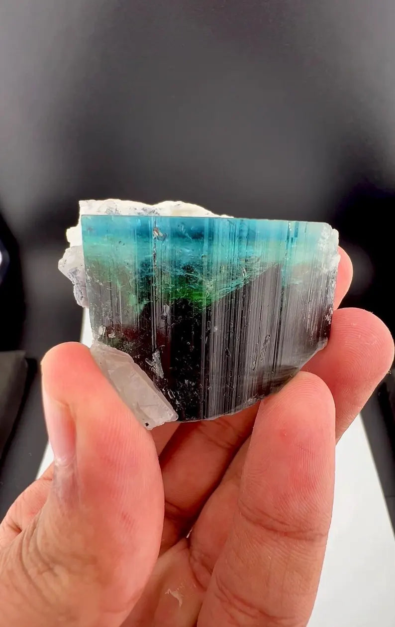Blue Cap Tourmaline Crystal from Afghanistan - 72 Grams