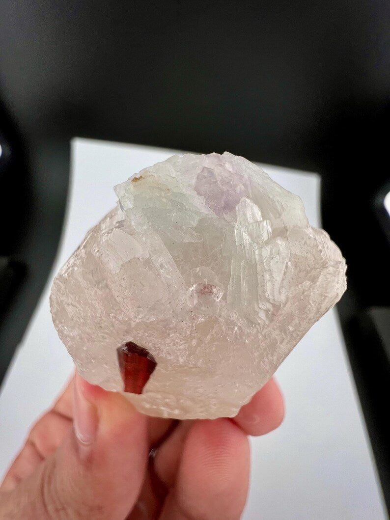 Red Tantalite Crystal on Quartz from Afghanistan - 50 Grams