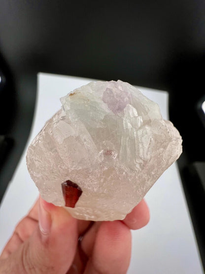 Red Tantalite Crystal on Quartz from Afghanistan - 50 Grams