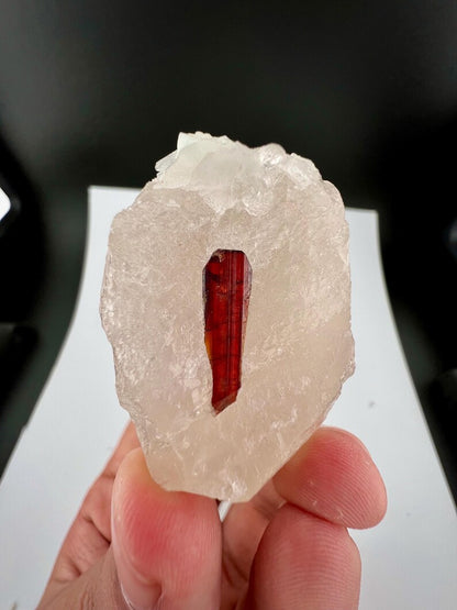 Red Tantalite Crystal on Quartz from Afghanistan - 50 Grams