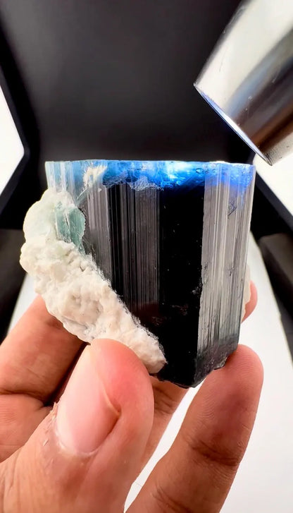 Blue Cap Tourmaline Crystal from Afghanistan - 130 Grams