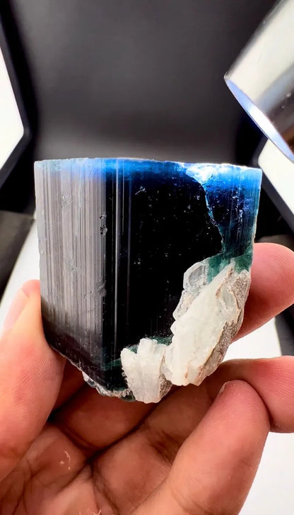Blue Cap Tourmaline Crystal from Afghanistan - 130 Grams