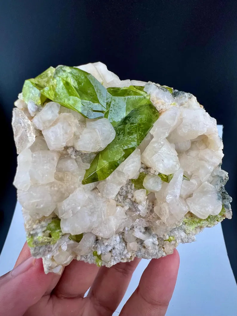 Green Titanite Sphene on Matrix Specimen from Pakistan - 273 Grams