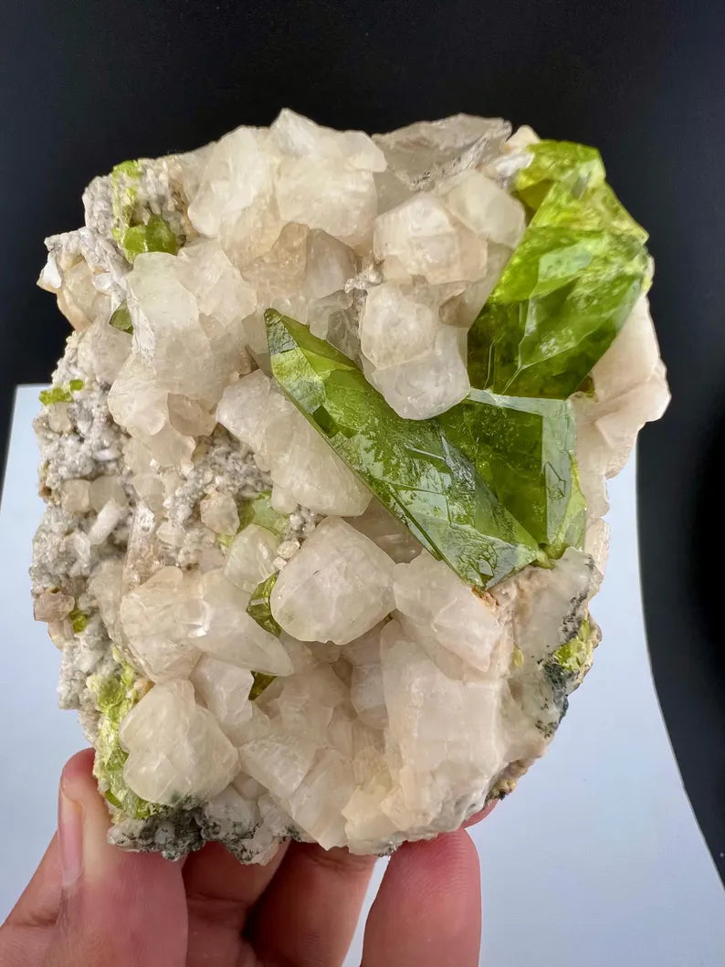 Green Titanite Sphene on Matrix Specimen from Pakistan - 273 Grams
