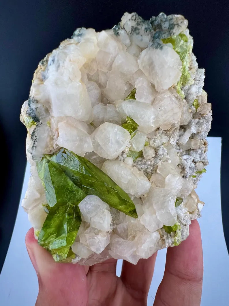 Green Titanite Sphene on Matrix Specimen from Pakistan - 273 Grams