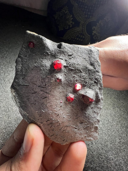 Red Garnet Crystals on Graphite from Massachusetts, USA - 62 Grams