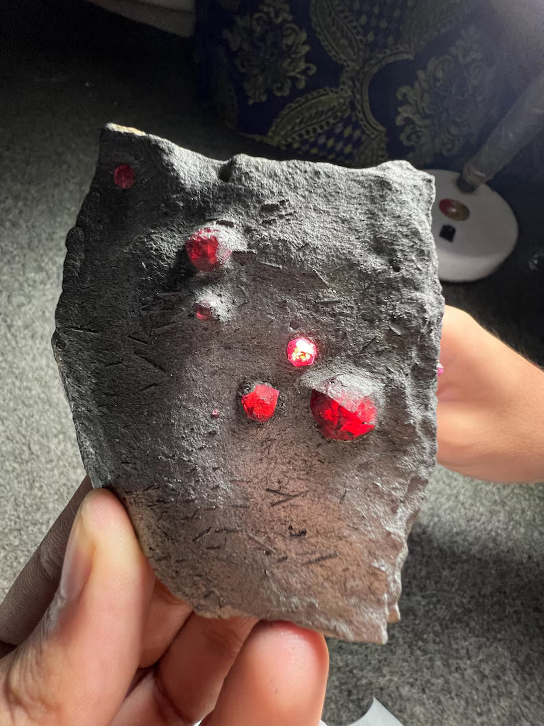 Red Garnet Crystals on Graphite from Massachusetts, USA - 62 Grams