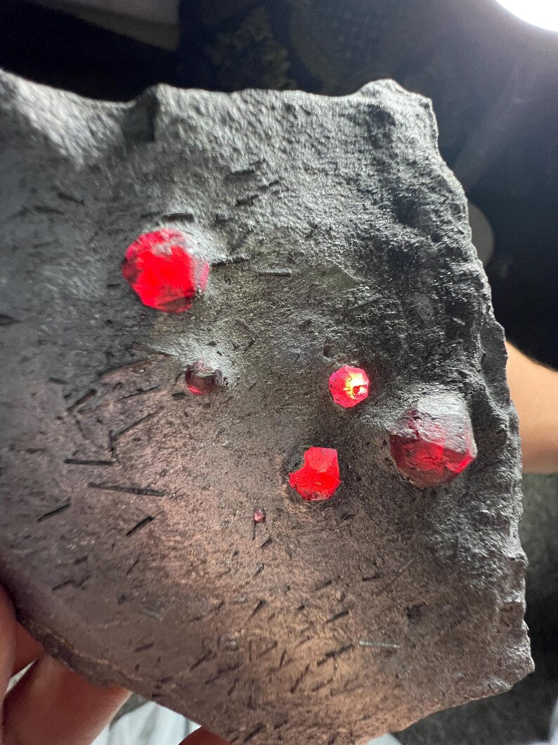 Red Garnet Crystals on Graphite from Massachusetts, USA - 62 Grams