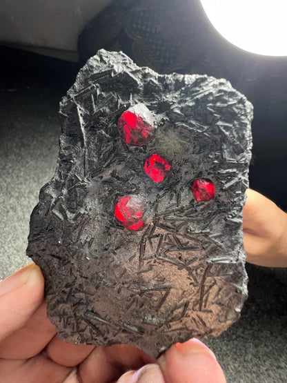Red Garnet Crystals on Graphite from Massachusetts, USA - 71 Grams