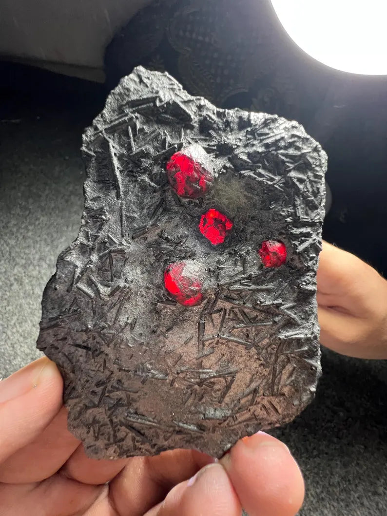 Red Garnet Crystals on Graphite from Massachusetts, USA - 71 Grams