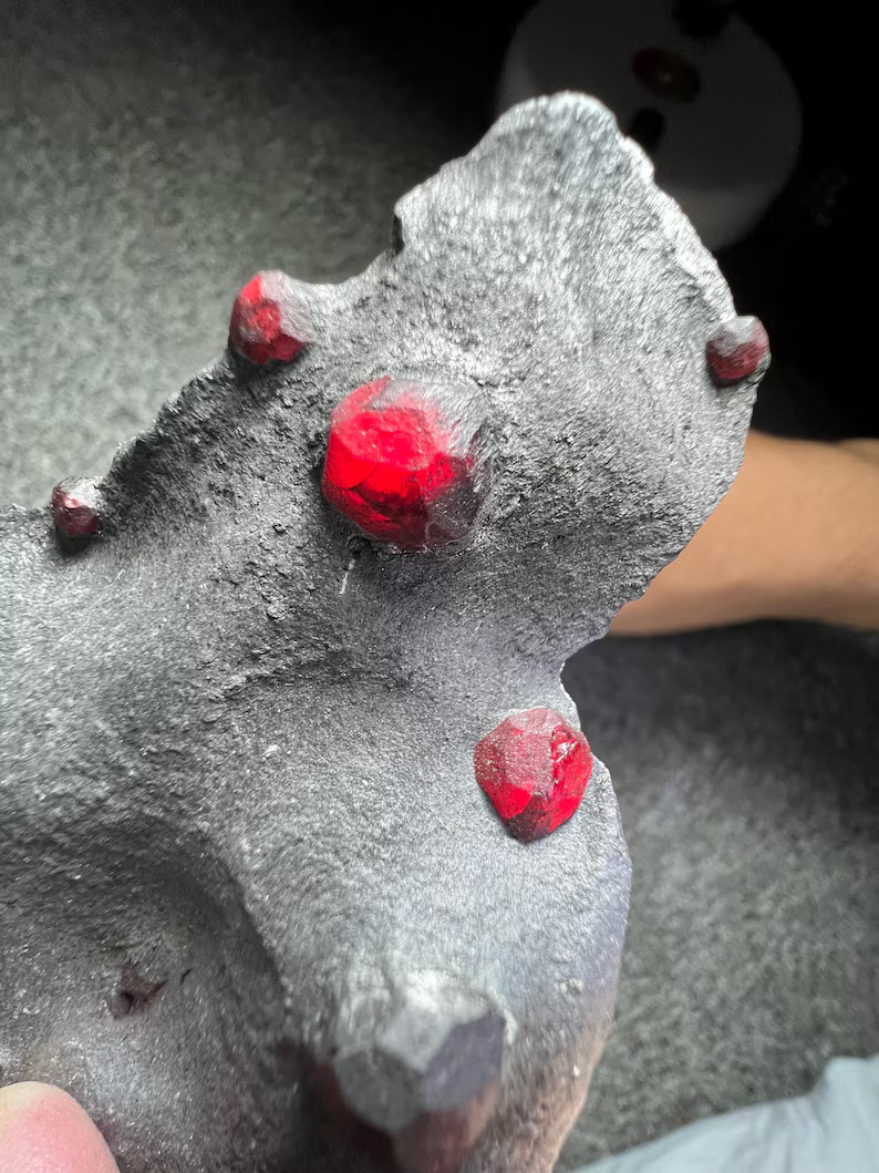 Red Garnet Crystals on Graphite from Massachusetts, USA - 55 Grams