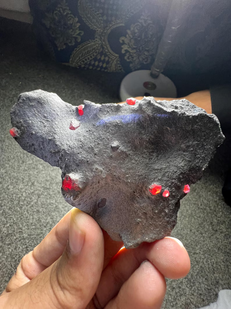 Red Garnet Crystals on Graphite from Massachusetts, USA - 55 Grams
