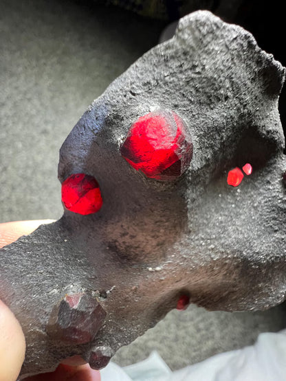 Red Garnet Crystals on Graphite from Massachusetts, USA - 55 Grams