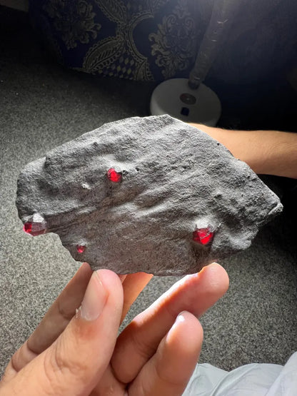 Red Garnet Crystals on Graphite from Massachusetts, USA - 68 Grams