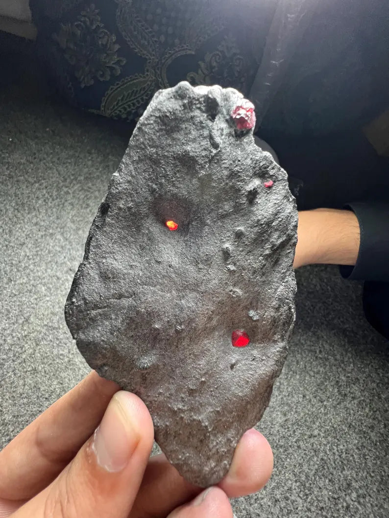 Red Garnet Crystals on Graphite from Massachusetts, USA - 68 Grams