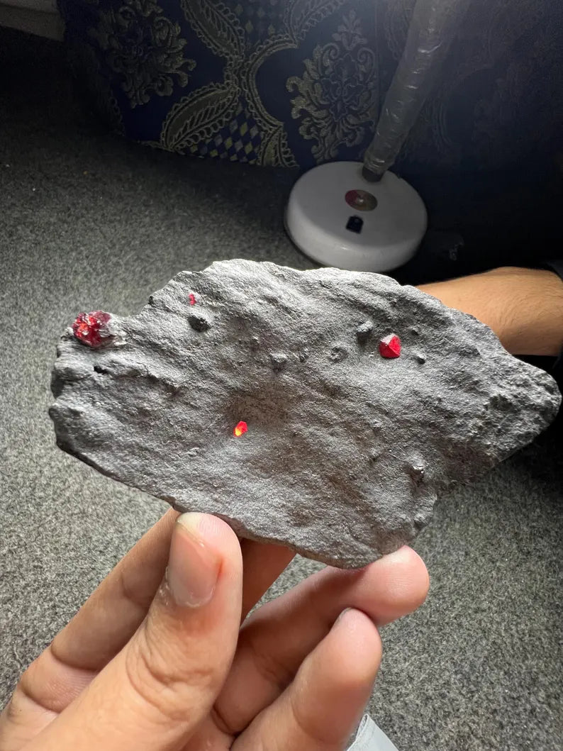 Red Garnet Crystals on Graphite from Massachusetts, USA - 68 Grams