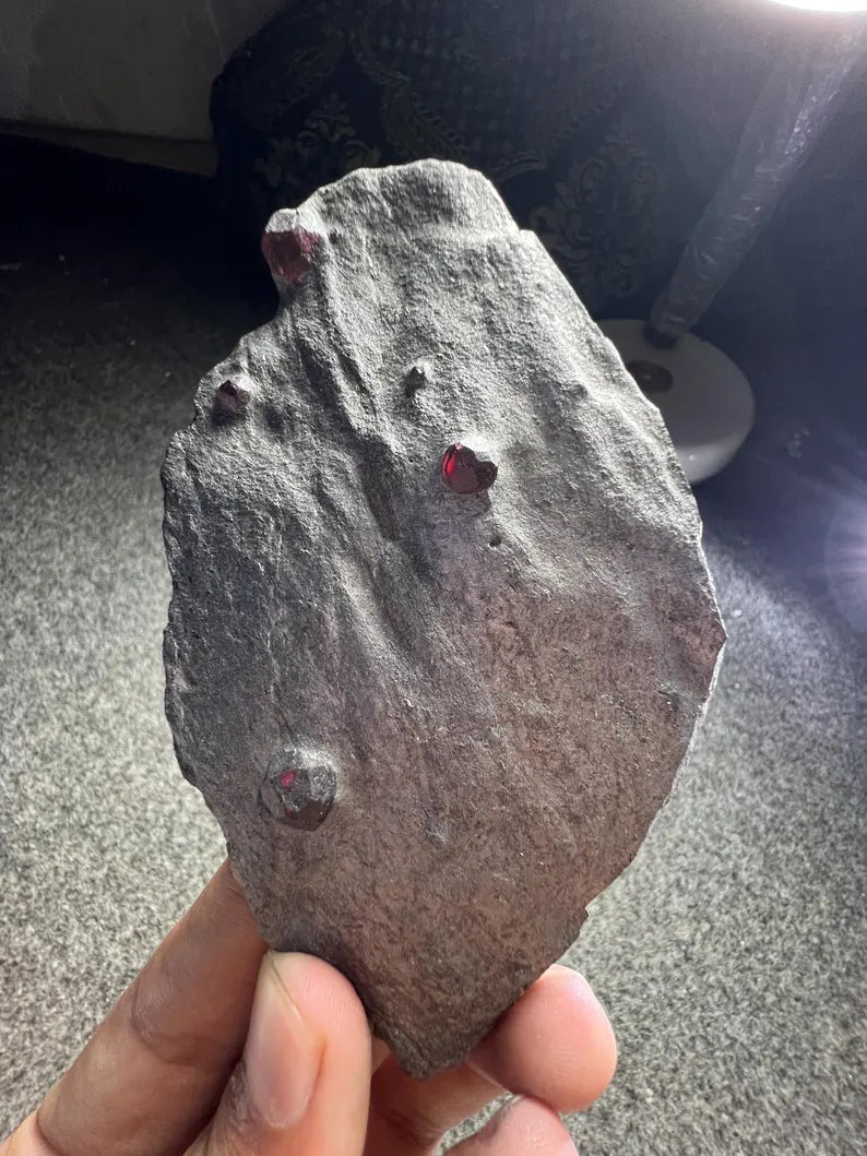 Red Garnet Crystals on Graphite from Massachusetts, USA - 68 Grams