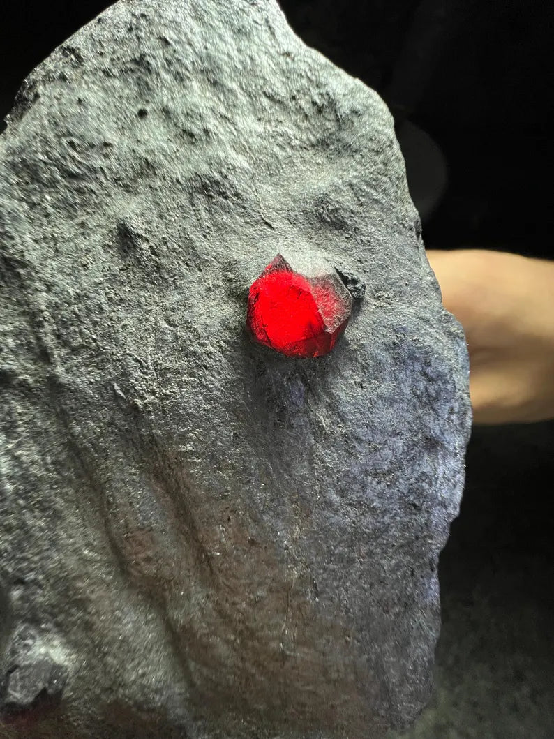 Red Garnet Crystals on Graphite from Massachusetts, USA - 68 Grams