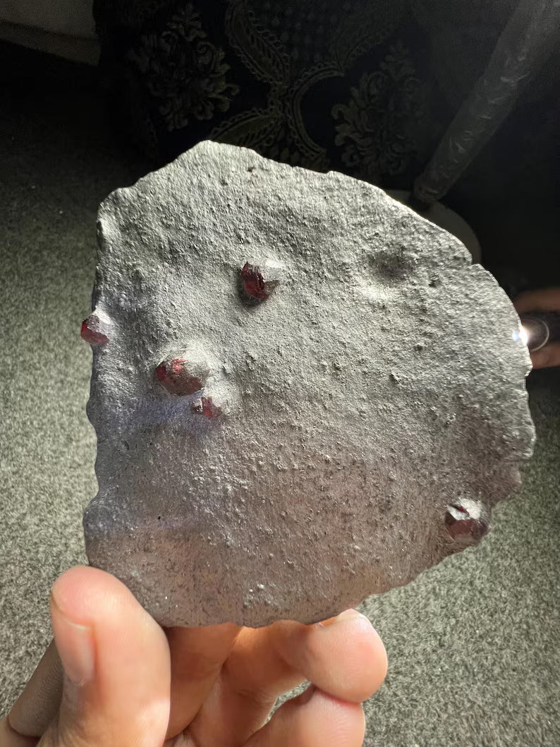 Red Garnet Crystals on Graphite from Massachusetts, USA - 61 Grams