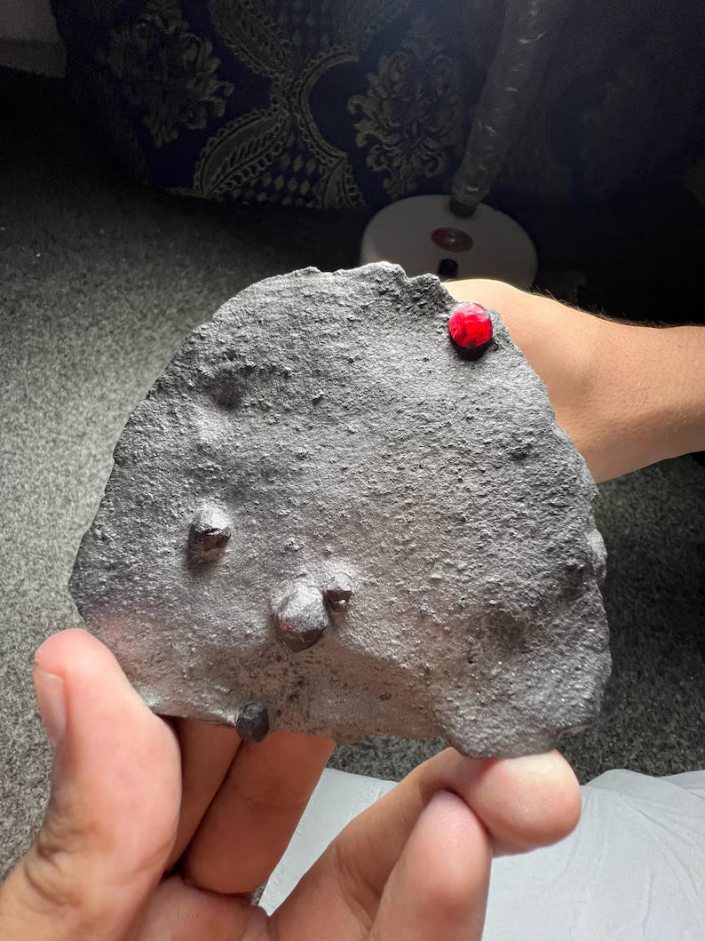 Red Garnet Crystals on Graphite from Massachusetts, USA - 61 Grams