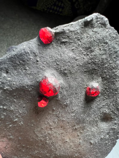 Red Garnet Crystals on Graphite from Massachusetts, USA - 61 Grams