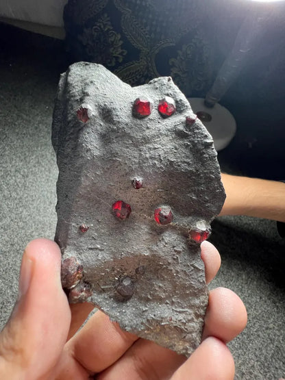 Red Garnet Crystals on Graphite from Massachusetts, USA - 66 Grams