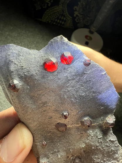 Red Garnet Crystals on Graphite from Massachusetts, USA - 66 Grams