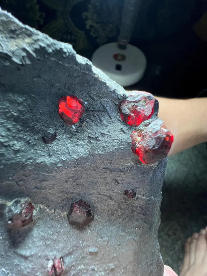 Red Garnet Crystals on Graphite from Massachusetts, USA - 66 Grams