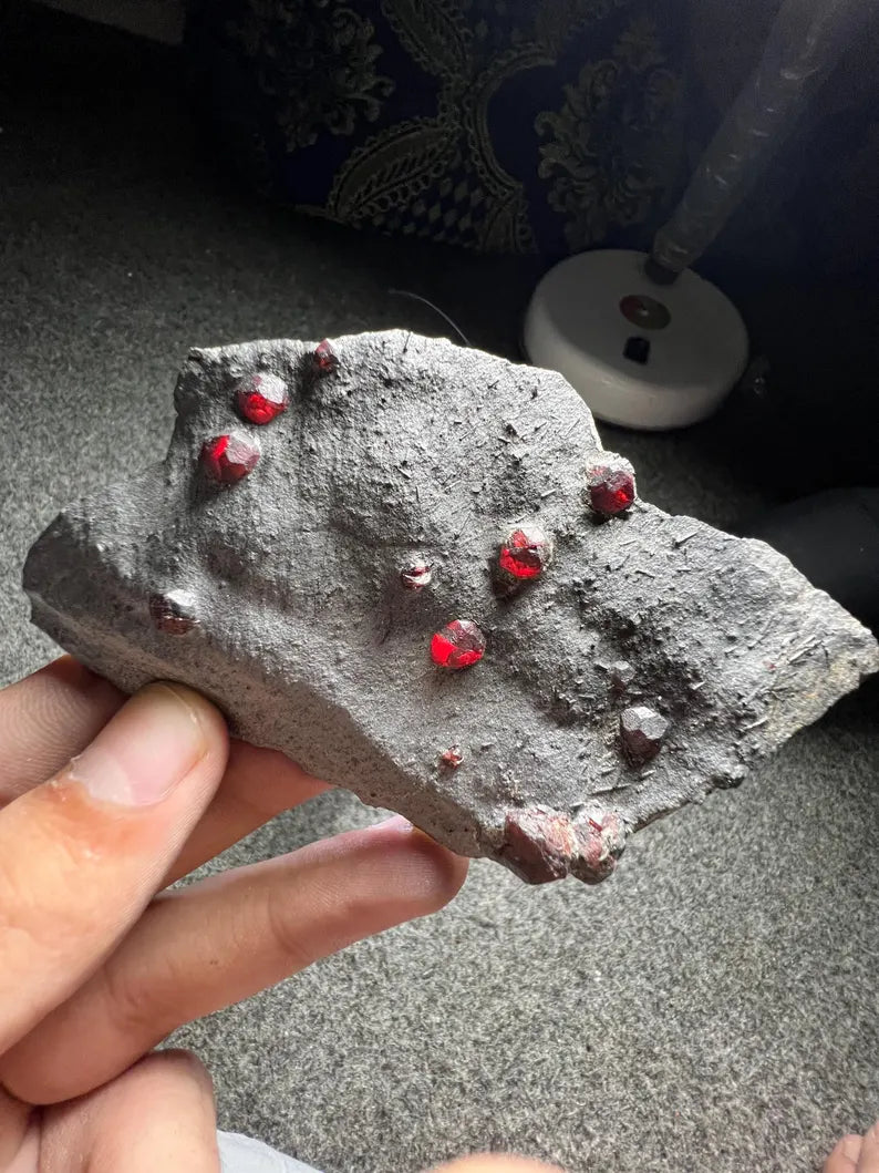 Red Garnet Crystals on Graphite from Massachusetts, USA - 66 Grams