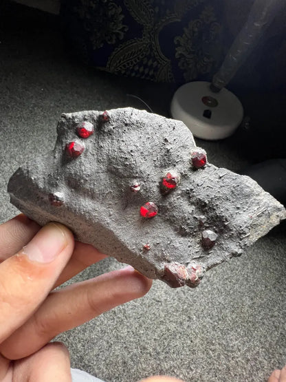 Red Garnet Crystals on Graphite from Massachusetts, USA - 66 Grams