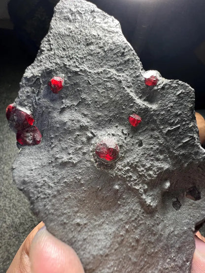 Red Garnet Crystals on Graphite from Massachusetts, USA - 66 Grams