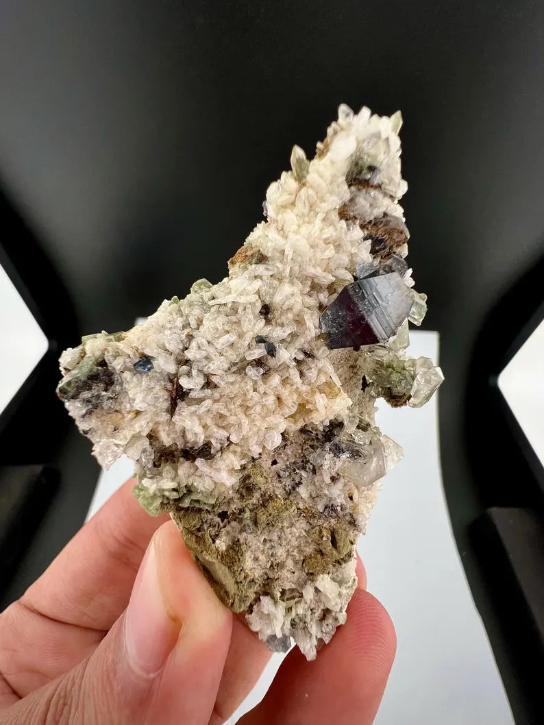 Black Anatase Crystal with Quartz from Skardu, Pakistan - 42 Grams