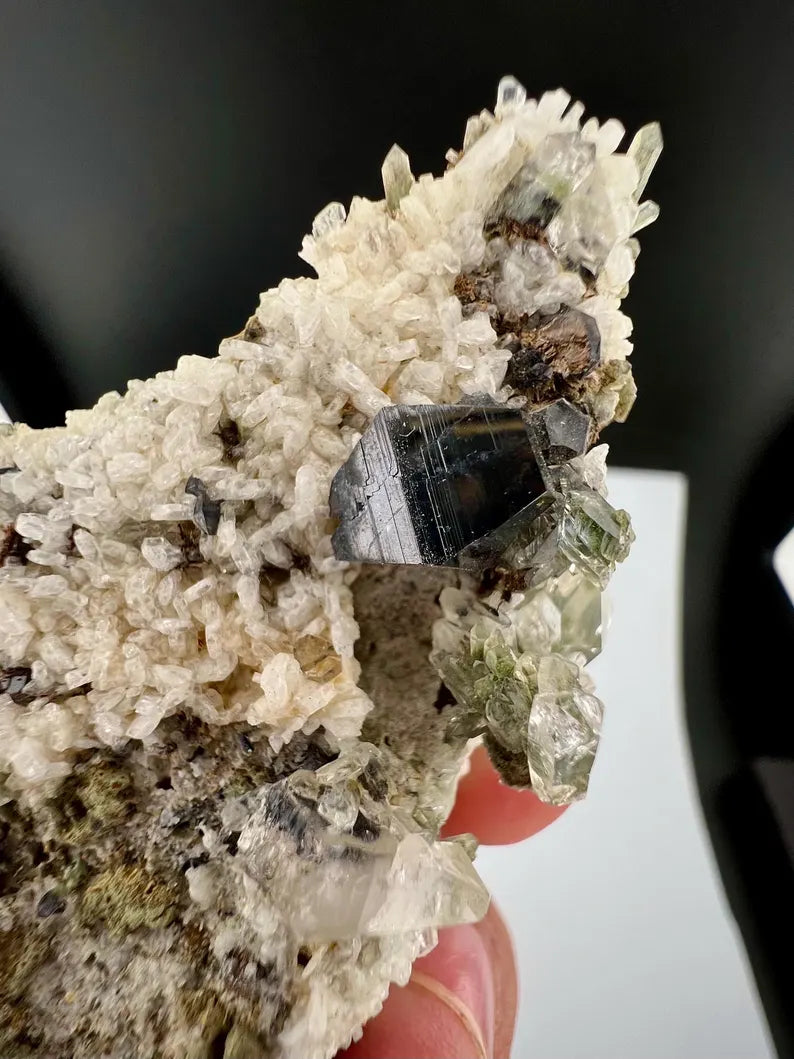 Black Anatase Crystal with Quartz from Skardu, Pakistan - 42 Grams