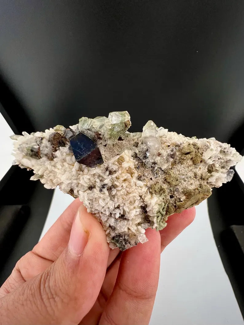 Black Anatase Crystal with Quartz from Skardu, Pakistan - 42 Grams