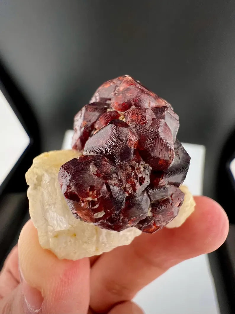 Red Spessartite Garnet on Matrix from Skardu, Pakistan - 33 Grams