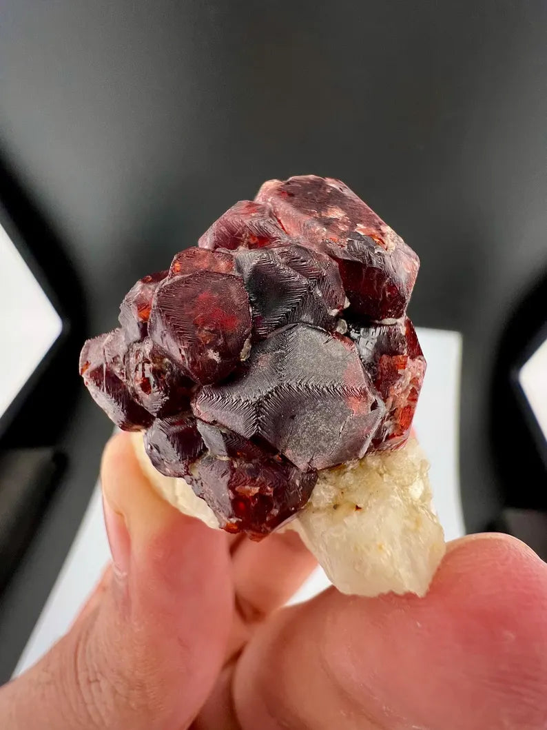 Red Spessartite Garnet on Matrix from Skardu, Pakistan - 33 Grams