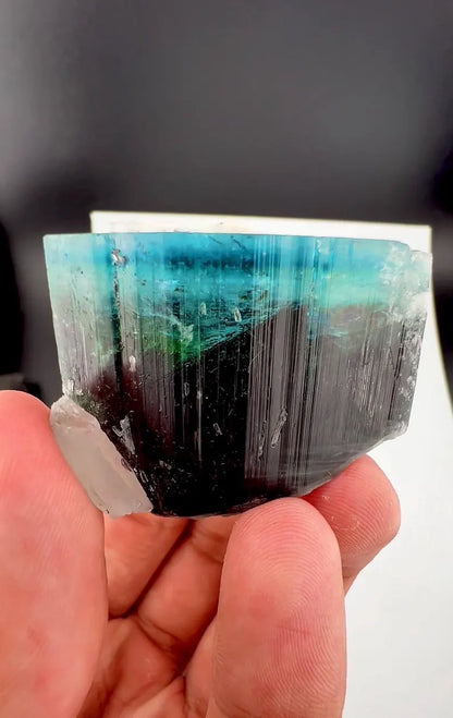 Blue Cap Tourmaline Crystal from Afghanistan - 72 Grams