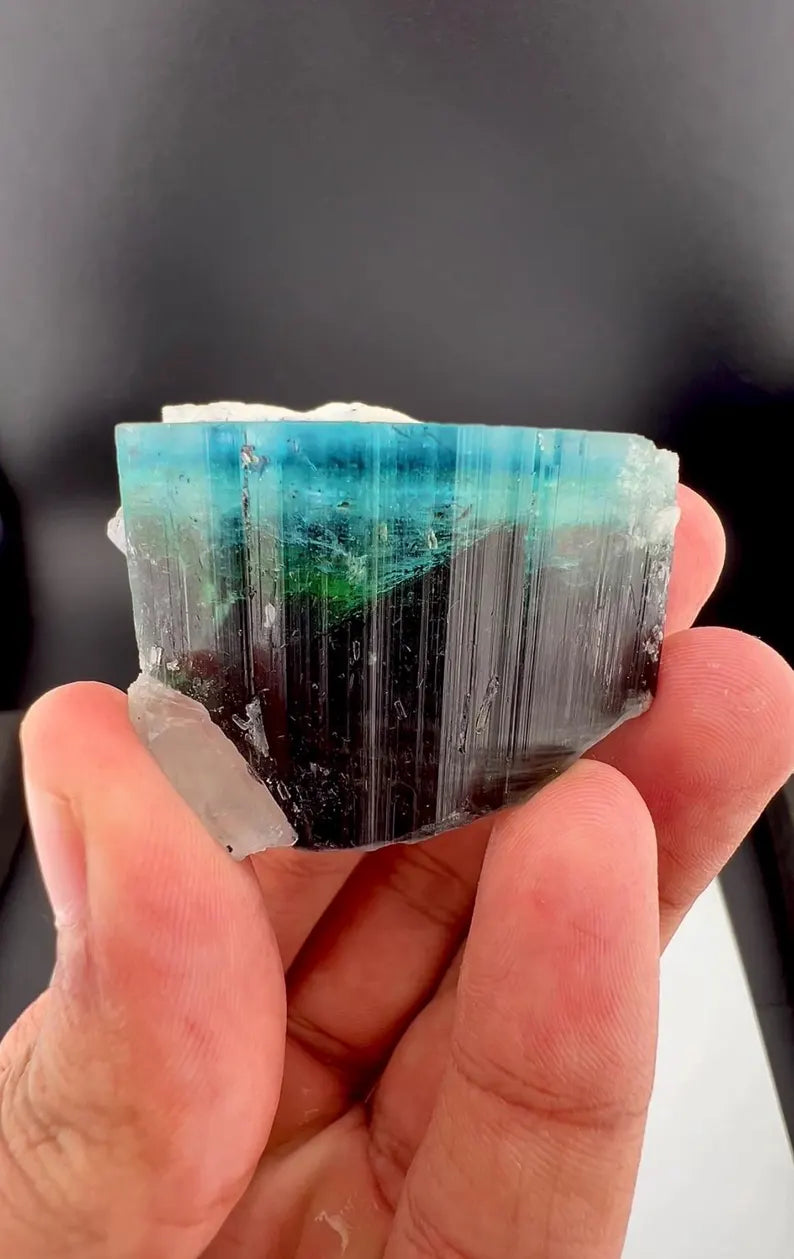 Blue Cap Tourmaline Crystal from Afghanistan - 72 Grams