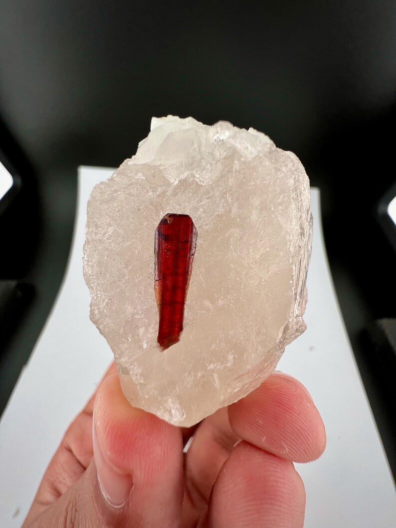 Red Tantalite Crystal on Quartz from Afghanistan - 50 Grams