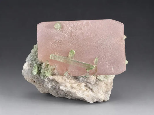 Pink Morganite with Tourmalines from Afghanistan - 250 Grams