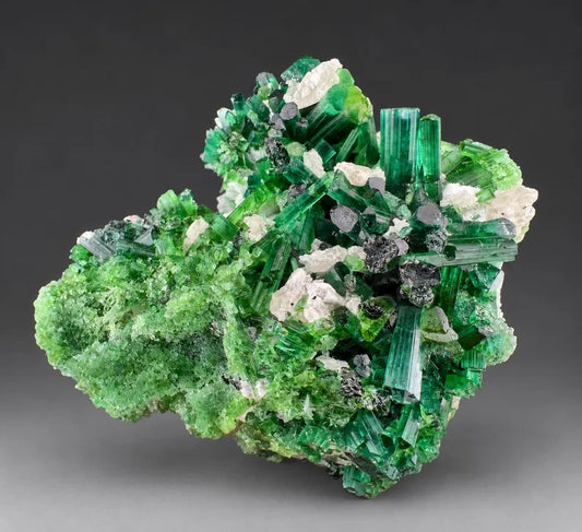 Green Tourmalines with Pink Kunzite from Afghanistan - 291 Grams