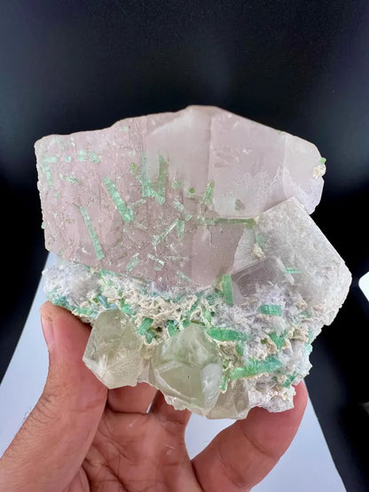 Pink Morganite with Tourmalines, Quartz and Albite from Afghanistan - 337 Grams