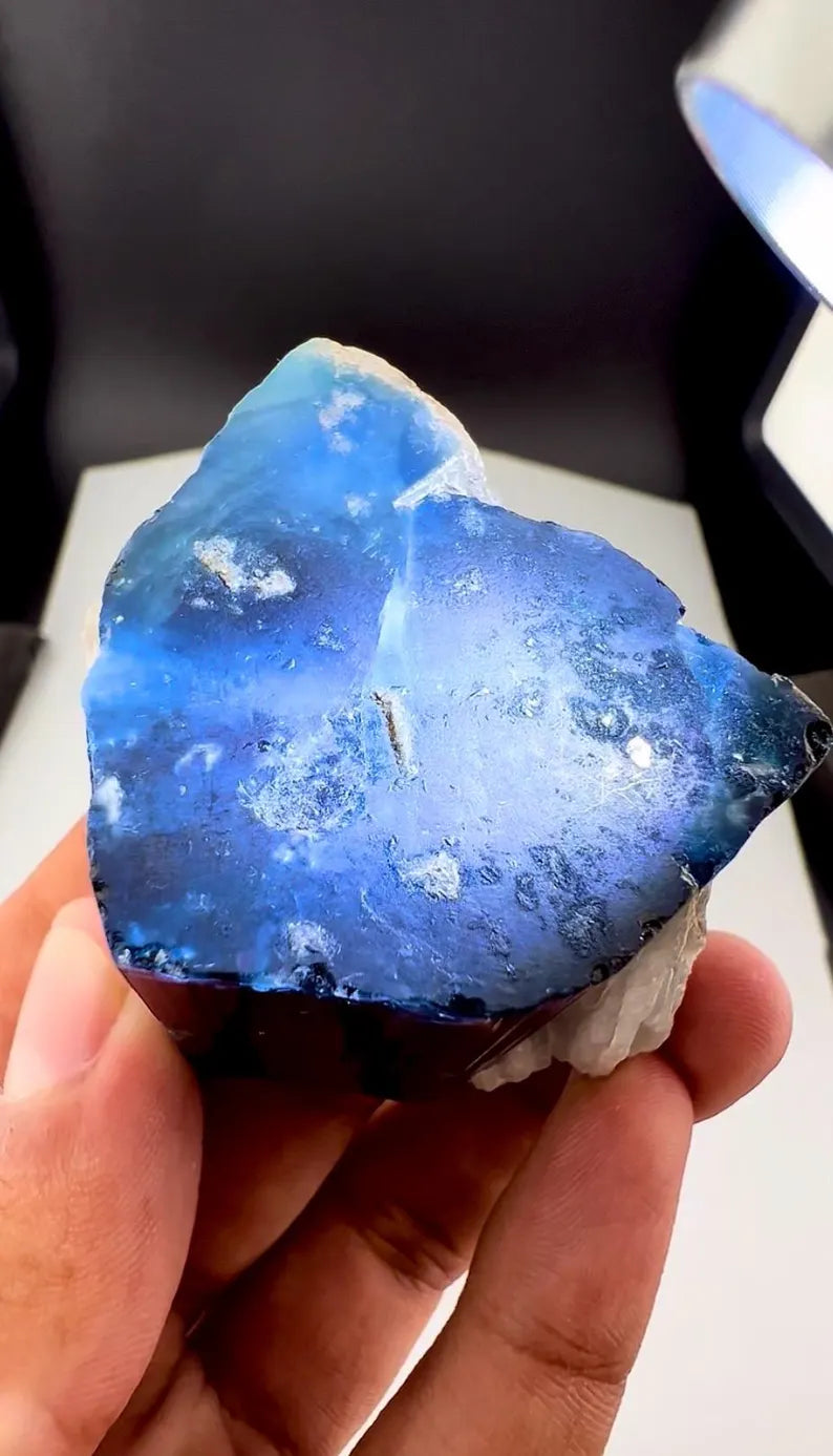 Blue Cap Tourmaline Crystal from Afghanistan - 130 Grams