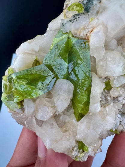 Green Titanite Sphene on Matrix Specimen from Pakistan - 273 Grams
