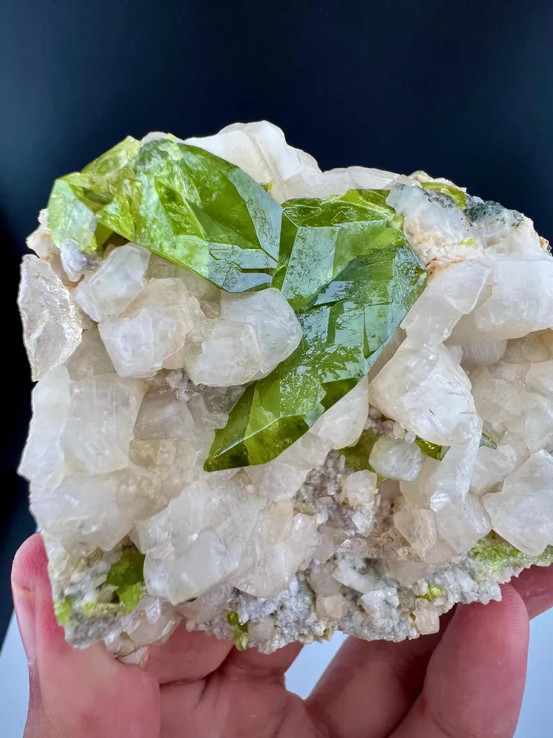 Green Titanite Sphene on Matrix Specimen from Pakistan - 273 Grams