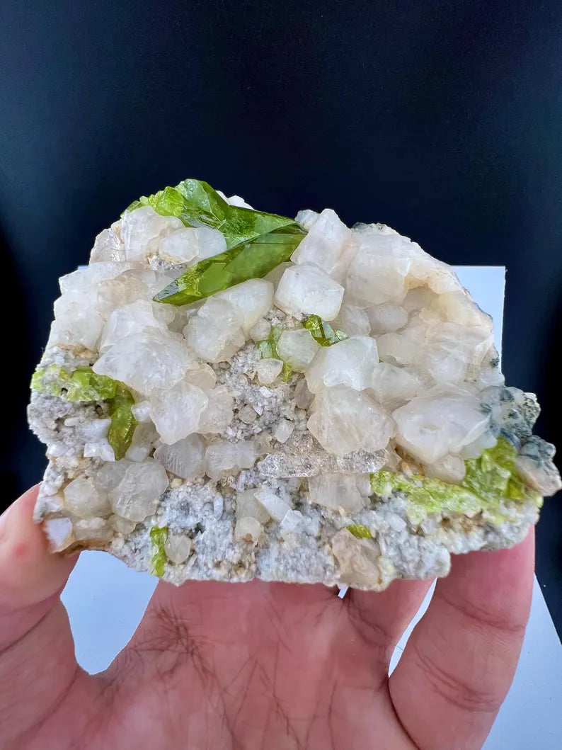 Green Titanite Sphene on Matrix Specimen from Pakistan - 273 Grams